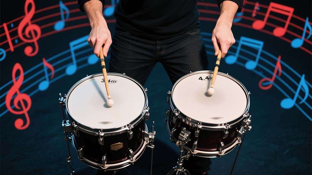 Drummer practicing polyrhythms